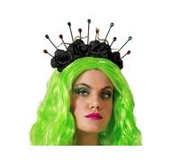 Atosa Couronne de fleurs pour cheveux - Noir - Femme - Evil queen/Halloween/Medusa/Fantaisie - Carnaval - Plastique