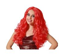 Atosa Dames Fantasia - Rood, Lang Golvend Haar - Beroemdheid - Fantasy/Festival/Prinses/Zeemeermin - Carnaval