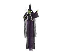 ATOSA decoración colgante bruja verde con vestido morado y sombrero 130cm
