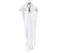 ATOSA decoración colgante monja diabólica blanca con cruz y luz 137cm