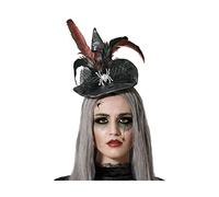 ATOSA diadema de bruja gris plumas araña