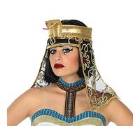 ATOSA diadema dorada con tul bordado y cobra para disfraz de reina egipcia