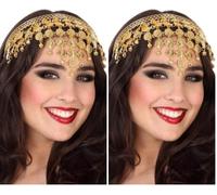 Atosa diadema monedas doradas carnaval mujer adulto (Paquete de 2)