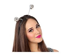 ATOSA diadema negra con bolas plateadas de disco para fiesta espacial