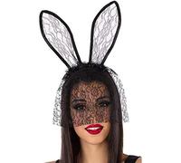 ATOSA diadema orejas conejo negro con velo