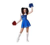 Atosa Disfraz Animadora Deportiva Cheerleader Americana Sexy Bailarina Porrista De Mujer Adulto Vestido Corto Azul Dorado USA De Fiesta Carnaval Halloween