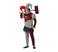 Atosa disfraz arlequín halloween blanco negro con gorro hombre adulto XS