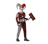 Atosa disfraz arlequín halloween con gorro rojo niño 5 a 6 años