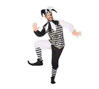Atosa disfraz arlequin hombre adulto blanco y negro M