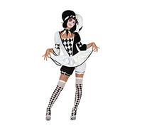 Atosa disfraz arlequin mujer adulto blanco y negro XL