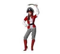 Atosa Disfraz Capitán Pirata Corsario De Los Mares Para Hombre Mujer Unisex Traje Conjunto Completo Blanco Rojo Negro Para Carnaval Halloween De Fiesta