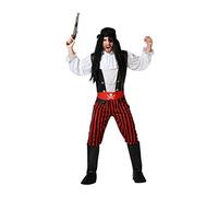 Atosa Disfraz Corsario Pirata Capitán Garfio De Hombre Adulto Traje Completo Con Cinta Para El Pelo Negro Detalles Dorados Para Fiestas Carnaval Halloween