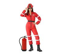 Atosa | Disfraz de Bombera para Mujer Adulta | Incluye Mono Rojo y Cinturón | Modelo Elegante y Cómodo | Ideal para Carnaval, Halloween y Fiestas Temáticas | Disfraces para Adultos | Talla XS-S