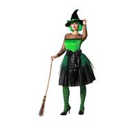 Atosa | Disfraz de Bruja Verde Adulto Mujer | Brujas Mágicas | Terror | Disfraces para Halloween, Carnaval, Fiestas Temáticas | Incluye Sombrero, Vestido, Lazo | Cómodo, Divertido y Original | XS-S