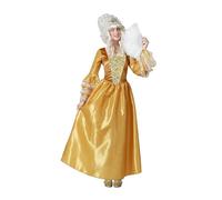 Atosa | Disfraz de Cortesana Dorado para Mujer | Elegancia Histórica y Sofisticación | Vestido Largo con Detalles Lujosos y Encaje | Perfecto para Carnaval de Venecia y Fiestas Temáticas | Talla XXL