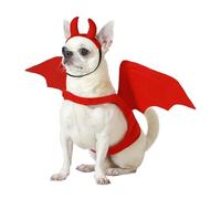 Atosa Disfraz de Demonio Rojo con Alas y Cuernos Halloween para Mascotas Figura Espeluznante y Encantadora Evento Temático Comodidad y Estilo Aterrador