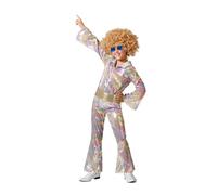 Atosa | Disfraz de Disco Años 70 Infantil | Traje Unisex | Fiesta Sábado Noche | Incluye Mono Multicolor de Manga Larga y Cinturón | Ideal para Carnaval, Fiestas y Eventos Escolares | Talla 1-12 Años