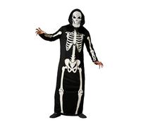 Atosa | Disfraz de Esqueleto Adulto Hombre | Traje Brilla en la Oscuridad | Disfraces para Halloween, Carnaval, Fiestas Temáticas | Incluye Mono Largo con Capucha | Cómodo, Divertido y Original | XL