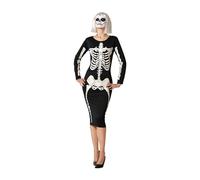 Atosa | Disfraz de Esqueleto Adulto Mujer | Traje Brilla en la Oscuridad | Disfraces para Halloween, Carnaval, Fiestas Temáticas | Incluye Vestido Largo | Cómodo, Divertido y Original | M-L