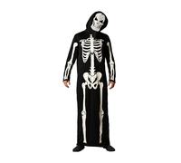 ATOSA | Disfraz de Esqueleto Negro Adulto Hombre | Calavera, Terror, Muerte | Disfraces para Halloween, Carnaval, Fiestas Temáticas | Incluye Mono Largo con Capucha | Cómodo, Divertido y Original | XL