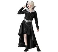 Atosa | Disfraz de Malvada Cruella de Vil para Niña | Vestido Negro Elegante con Pelaje de Animal | Moda Vintage | Para Carnaval, Halloween y Fiestas Temáticas | Look de Dálmatas | 7-9 años