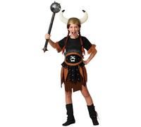 Atosa | Disfraz de Vikinga Guerrera para Niña | Vestido Corto con Pelo en Hombros y Cinturón de Cuero | Perfecto para Carnaval y Fiestas Temáticas | 3-4 Años