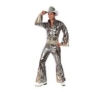 Atosa | Disfraz Disco Hombre Años 70 Plateado | Mono Metalizado con Cinturón | Ideal para Fiestas Temáticas, Carnaval | Música Disco y Estilo ABBA | Diseño Inspirado en Fiebre del Sábado Noche | XXL