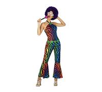 Atosa | Disfraz Disco Mujer | Traje a Rayas Zebra Multicolor para Adulto| Diseño Fiesta para Adultos | Incluye Mono y Cinturón | Ideal para Carnaval, Fiestas y Eventos | 1% Poliéster | Talla XL