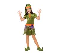 Atosa disfraz duende niña infantil naranja verde