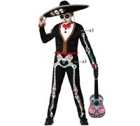 Atosa disfraz esqueleto mejicano mariachi niño infantil 7 a 9 años