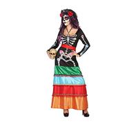 Atosa disfraz esqueleto mejicano mujer adulto vestido largo XS