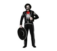 Atosa disfraz esqueleto mejicano negro con chaqueta hombre adulto XL
