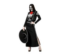 Atosa disfraz esqueleto mejicano negro con chaqueta mujer adulto XS