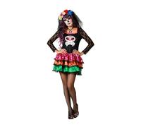 Atosa disfraz esqueleto mejicano vestido negro mujer adulto M