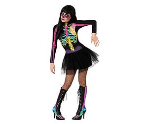 Atosa disfraz esqueleto multicolor mujer adulto flúor M