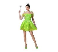 Atosa disfraz hada verde brillante con alas mujer adulto XS