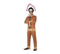 Atosa | Disfraz Indio Hombre Adulto Marrón Claro | Traje de Inspiración Étnica | Incluye Camiseta y Pantalón | Ideal para Carnaval, Fiestas y Halloween | Material Duradero y Diseño Cómodo | XS-S