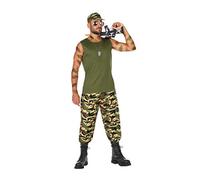 Atosa disfraz militar hombre adulto camuflaje verde XS