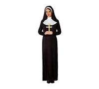 Atosa | Disfraz Monja Mujer Adulto | Velo Blanco y Vestido Negro con Cuello | Disfraz Católico Religioso para Fiesta de Disfraces, Halloween y Carnaval | Práctica Funda de Almacenamiento | M-L