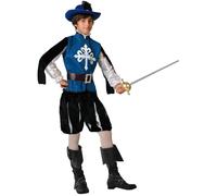 Atosa disfraz mosquetero medieval azul niño 7 a 9 años