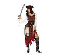 Atosa | Disfraz Pirata Mujer Adulto Marrón | Incluye Sombrero, Vestido y Cinturones | Traje de Corsaria Realista de Calidad | Para Carnaval y Fiestas | Inspirado en Piratas del Caribe | M-L