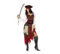 Atosa | Disfraz Pirata Mujer Adulto Marrón | Incluye Sombrero, Vestido y Cinturones | Traje de Corsaria Realista de Calidad | Para Carnaval y Fiestas | Inspirado en Piratas del Caribe | XS-S