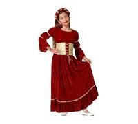 Atosa disfraz reina medieval rojo vestido con diadema niña 5 a 6 años