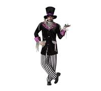 Atosa-Disfraz Sombrerero Loco Halloween Xs-S 0 adulto, ajedrez, color violeta, (65953)