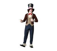 Atosa | Disfraz Sombrerero Loco para Hombre | Personaje Icónico, Estilo Extravagante y Llamativo con Sombrero Decorativo, Chaqueta Vintage y Pantalón a Rayas | Ideal para Carnaval y Fiestas | XS-S