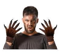 ATOSA Guantes Hombre Lobo para Disfraz con Garras y Pelo - Accesorio Licántropo para Halloween, Carnaval y Cosplay - Guantes Terror Adulto