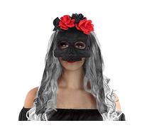 ATOSA mascara halloween calavera negra flores velo