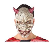 ATOSA máscara demonio plateado con cuernos marrones y detalles en relieve para hombre adulto