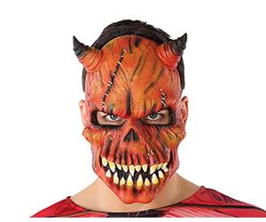 ATOSA máscara demonio rojo con cuernos y dientes amarillos para hombre adulto