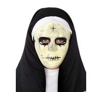 ATOSA máscara monja poseída negra y blanca para halloween